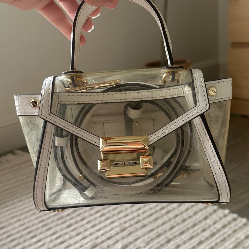 Michael Kors Gold and White Mini Bag